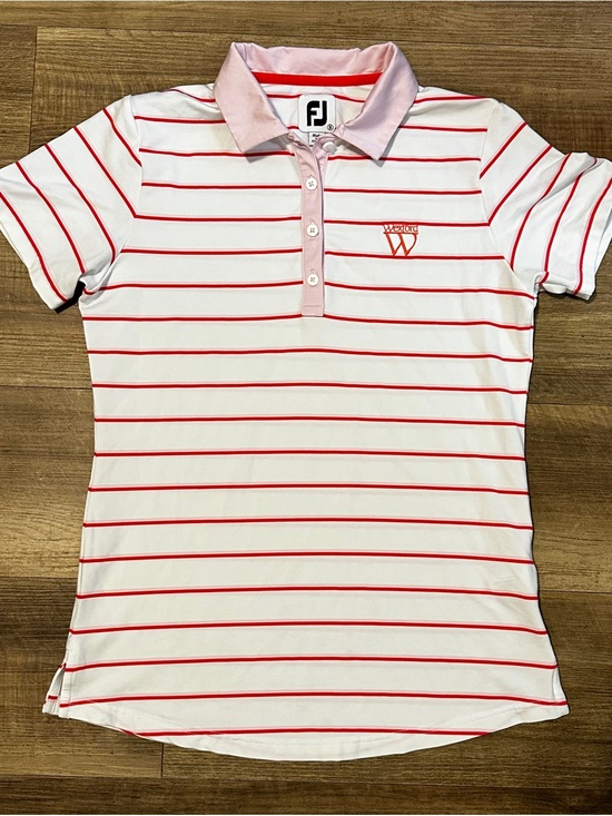 FootJoy Tops - Footjoy Golf Shirt Pink and Red Stripe Short Sleeve Polo